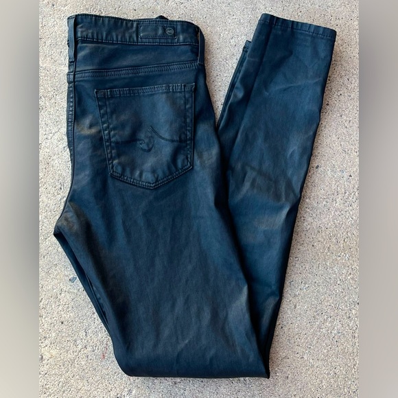 AG Farrah Skinny Ankle HIGH-RISE SKINNY ANKLE LEATHERETTE SUPER BLACK JEANS 27R - Picture 7 of 13